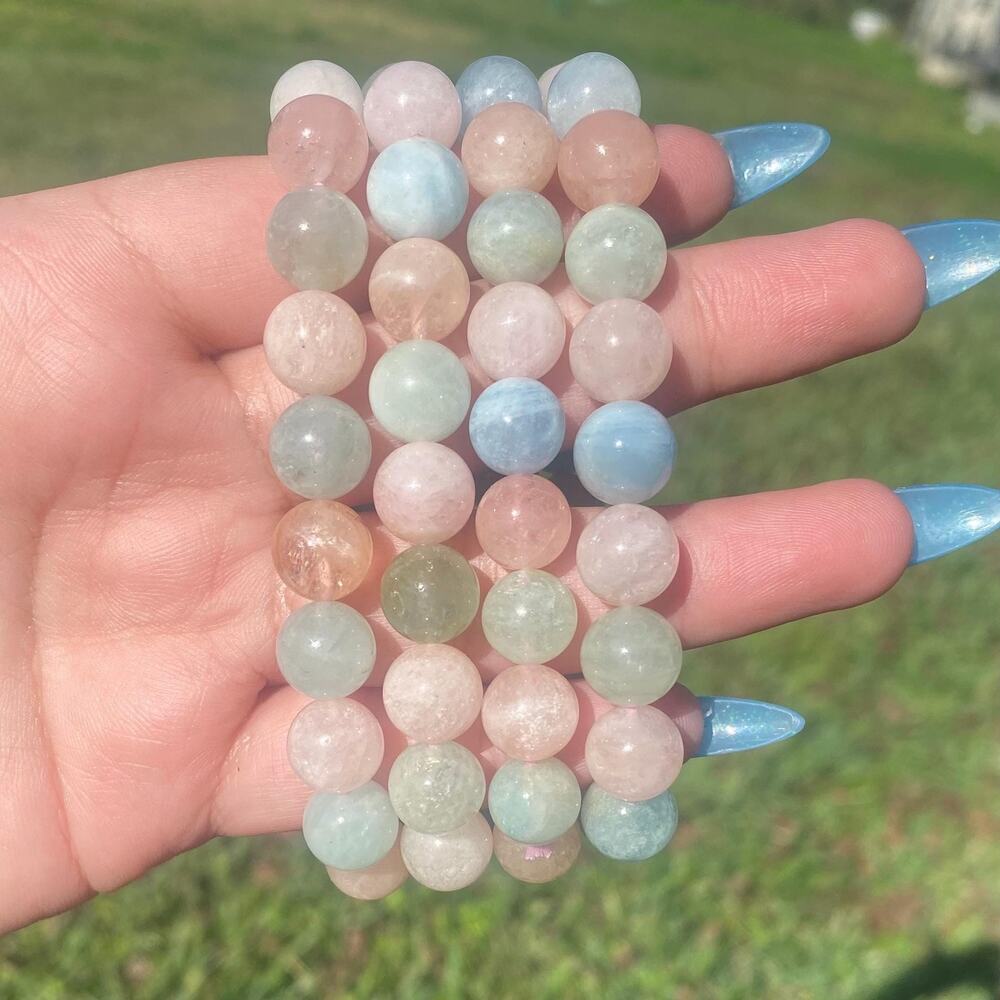 9 mm Multicolor Morganite Beaded Bracelet